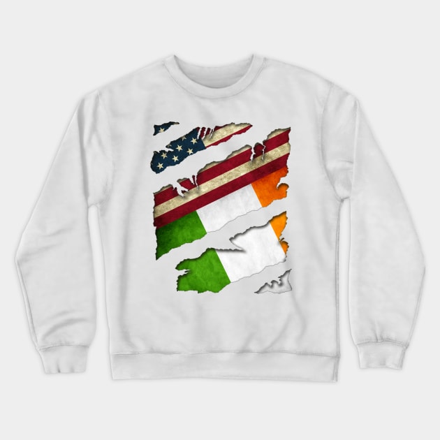 State Patty's Day Shirt - American Flag Irish Flag Crewneck Sweatshirt by sheepmerch